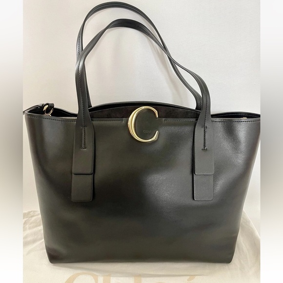 Chloe Handbags - CHLOE MEDIUM ZIPPED C BLACK LEATHER TOTE BAG New With Imperfections